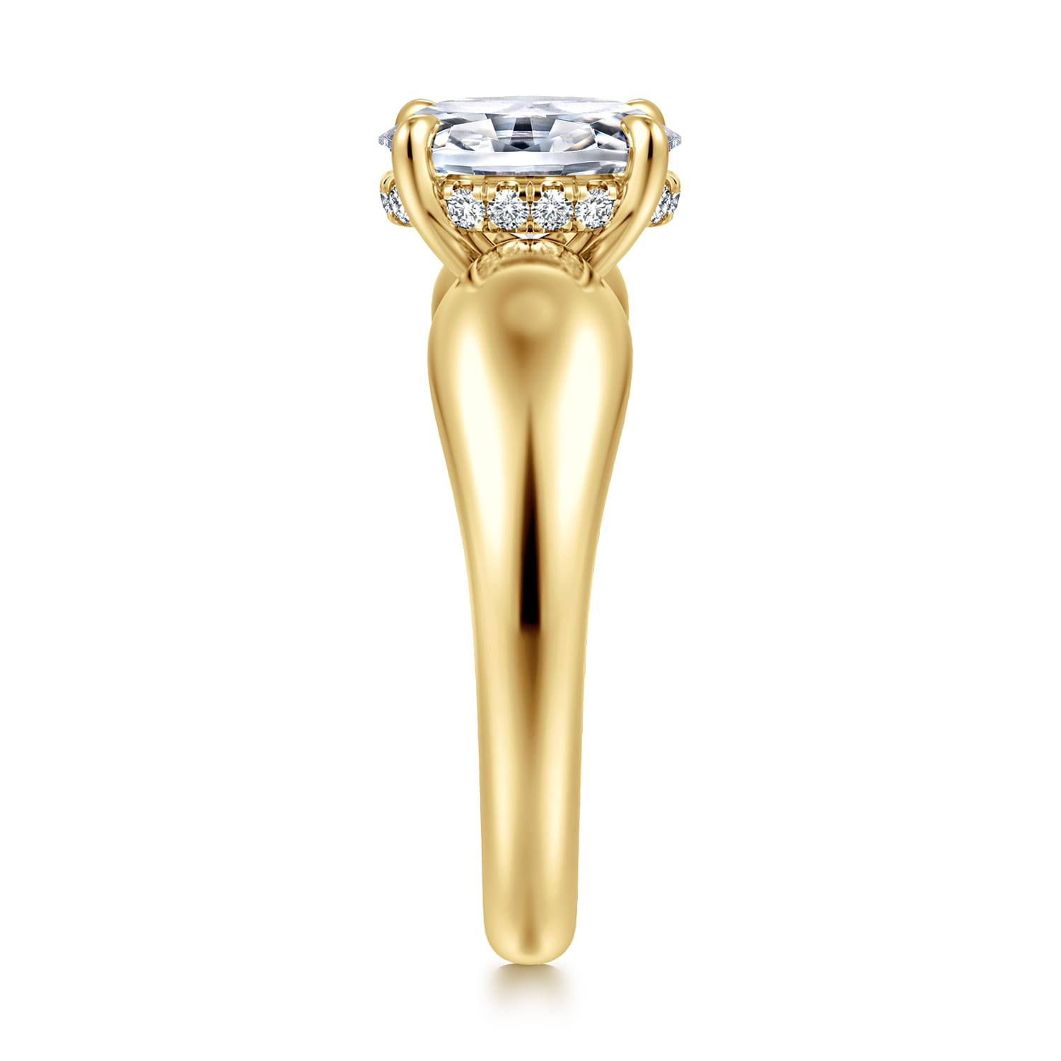 Raven - 14K Yellow Gold Oval Diamond Engagement Ring - 0.08 ct - Shot 4
