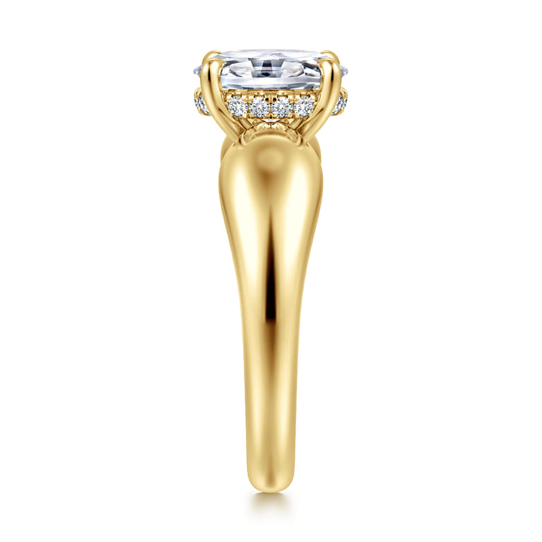 Raven - 14K Yellow Gold Oval Diamond Engagement Ring - 0.08 ct - Shot 4