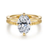 Fabie - 14K Yellow Gold Compass Prong Oval Diamond Engagement Ring - 0.08 ct