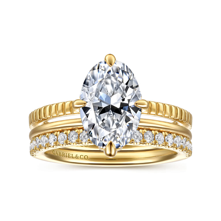 Fabie - 14K Yellow Gold Compass Prong Oval Diamond Engagement Ring - 0.08 ct - Shot 4