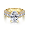 Rebecca - Vintage Inspired 14K Yellow Gold Wide Band Oval Diamond Channel Set Engagement Ring - 1.28 ct