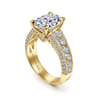Rebecca - Vintage Inspired 14K Yellow Gold Wide Band Oval Diamond Channel Set Engagement Ring - 1.28 ct