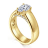 Elza - 14K Yellow Gold Bezel Prong Wide Band Pear Diamond Engagement Ring - 0.14 ct