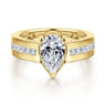 Dennise - 14K Yellow Gold Wide Band Pear Shape Diamond Engagement Ring - 0.5 ct