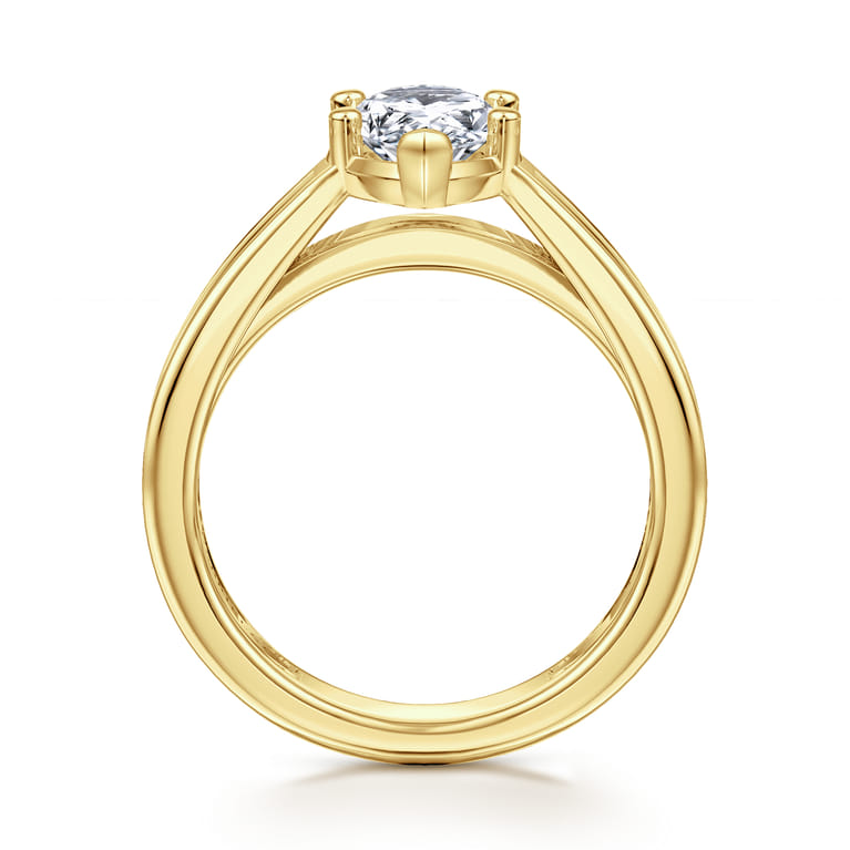 Dennise - 14K Yellow Gold Wide Band Pear Shape Diamond Engagement Ring - 0.5 ct - Shot 2