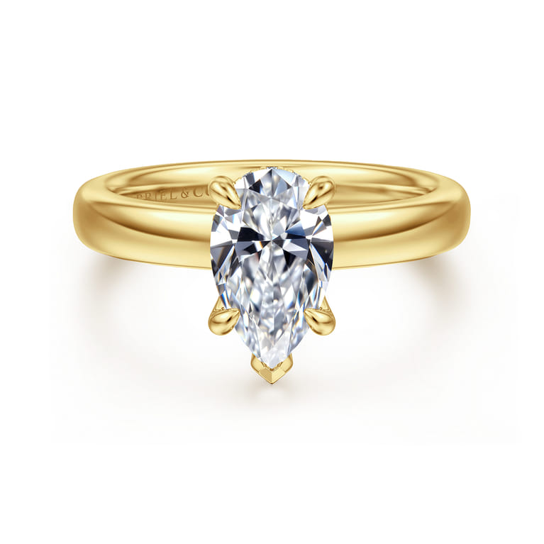 Neema - 14K Yellow Gold Pear Shape Diamond Engagement Ring - 0.06 ct - Shot 1