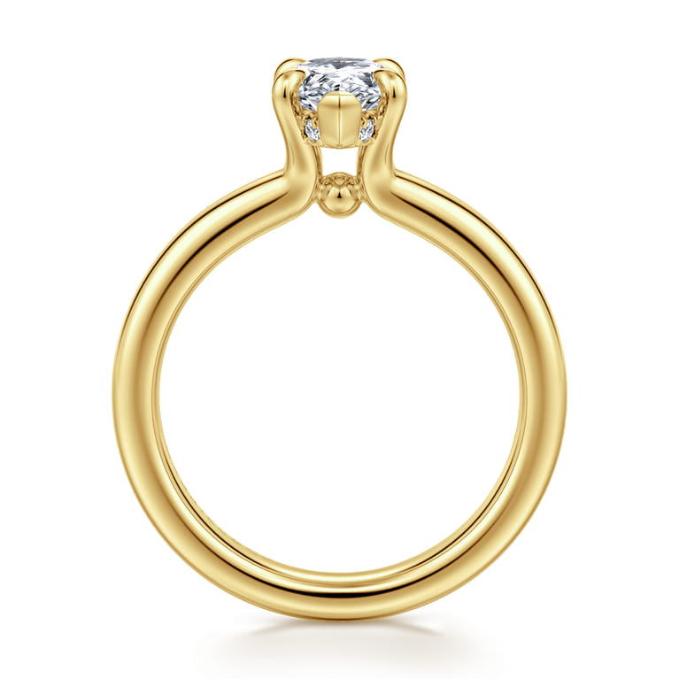 Neema - 14K Yellow Gold Pear Shape Diamond Engagement Ring - 0.06 ct - Shot 2