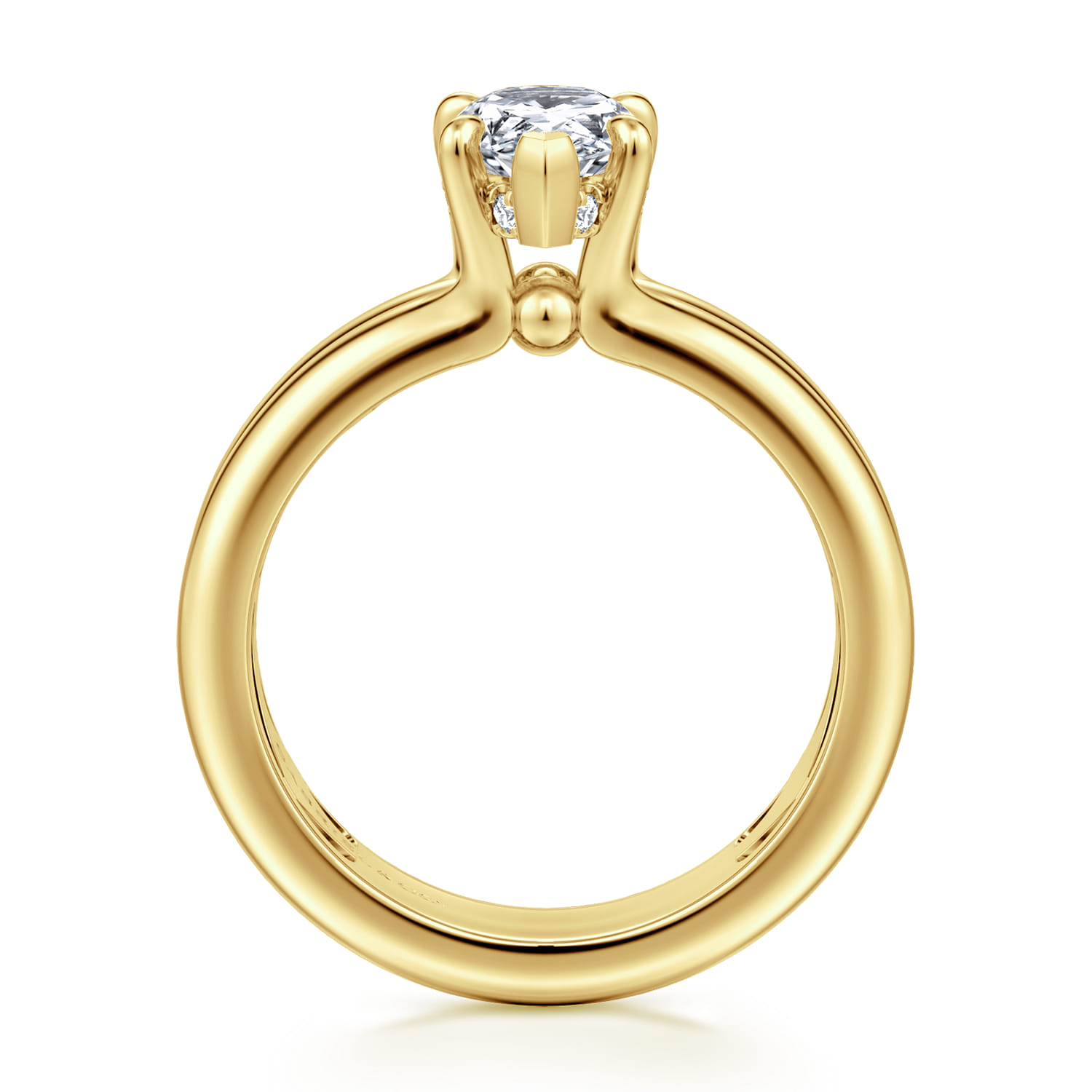 Robin - 14K Yellow Gold Pear Shape Diamond Engagement Ring - 0.08 ct - Shot 2