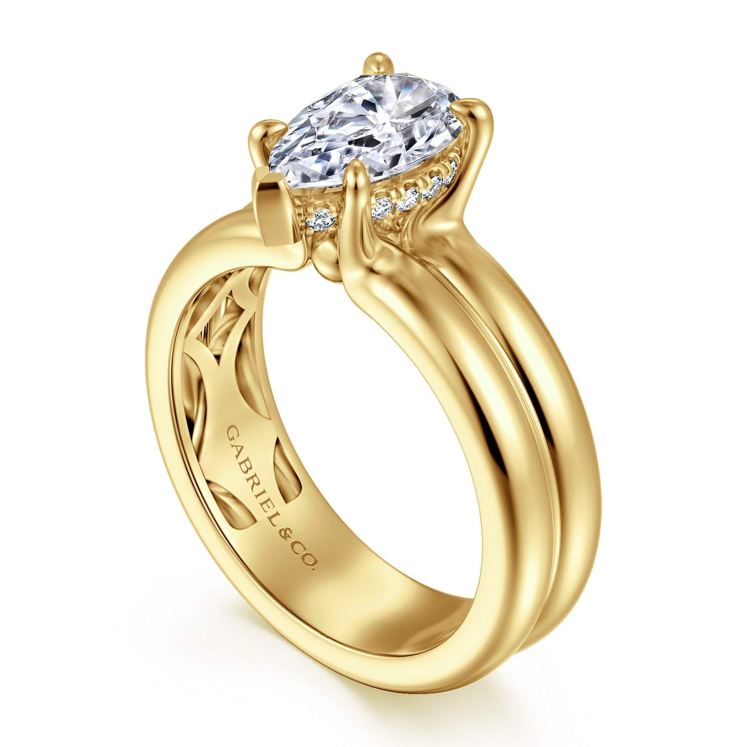 Robin - 14K Yellow Gold Pear Shape Diamond Engagement Ring - 0.08 ct - Shot 3