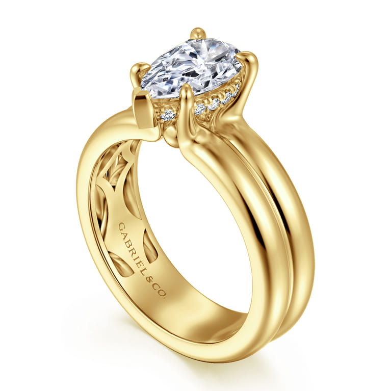 Robin - 14K Yellow Gold Pear Shape Diamond Engagement Ring - 0.08 ct - Shot 3