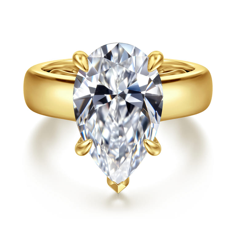Reeve - 14K Yellow Gold Pear Shape Diamond Engagement Ring - 0.11 ct - Shot 1