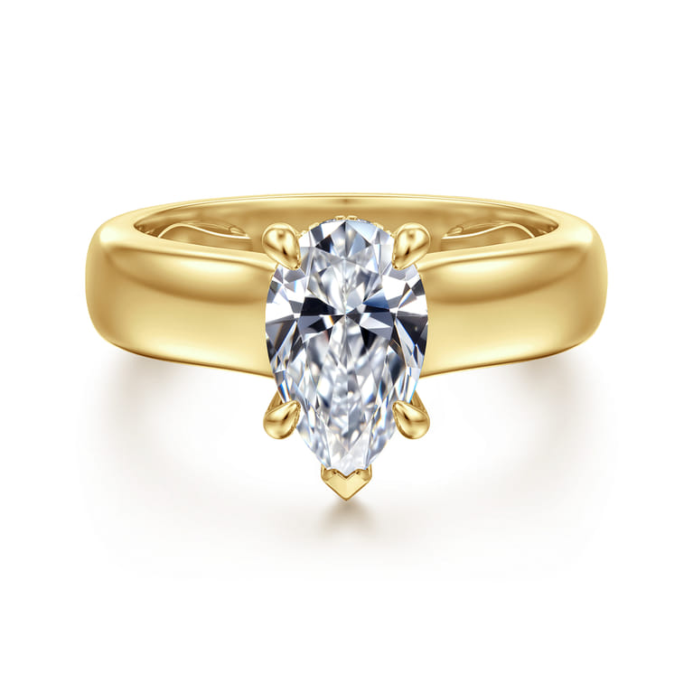 Reeve - 14K Yellow Gold Pear Shape Diamond Engagement Ring - 0.06 ct - Shot 1