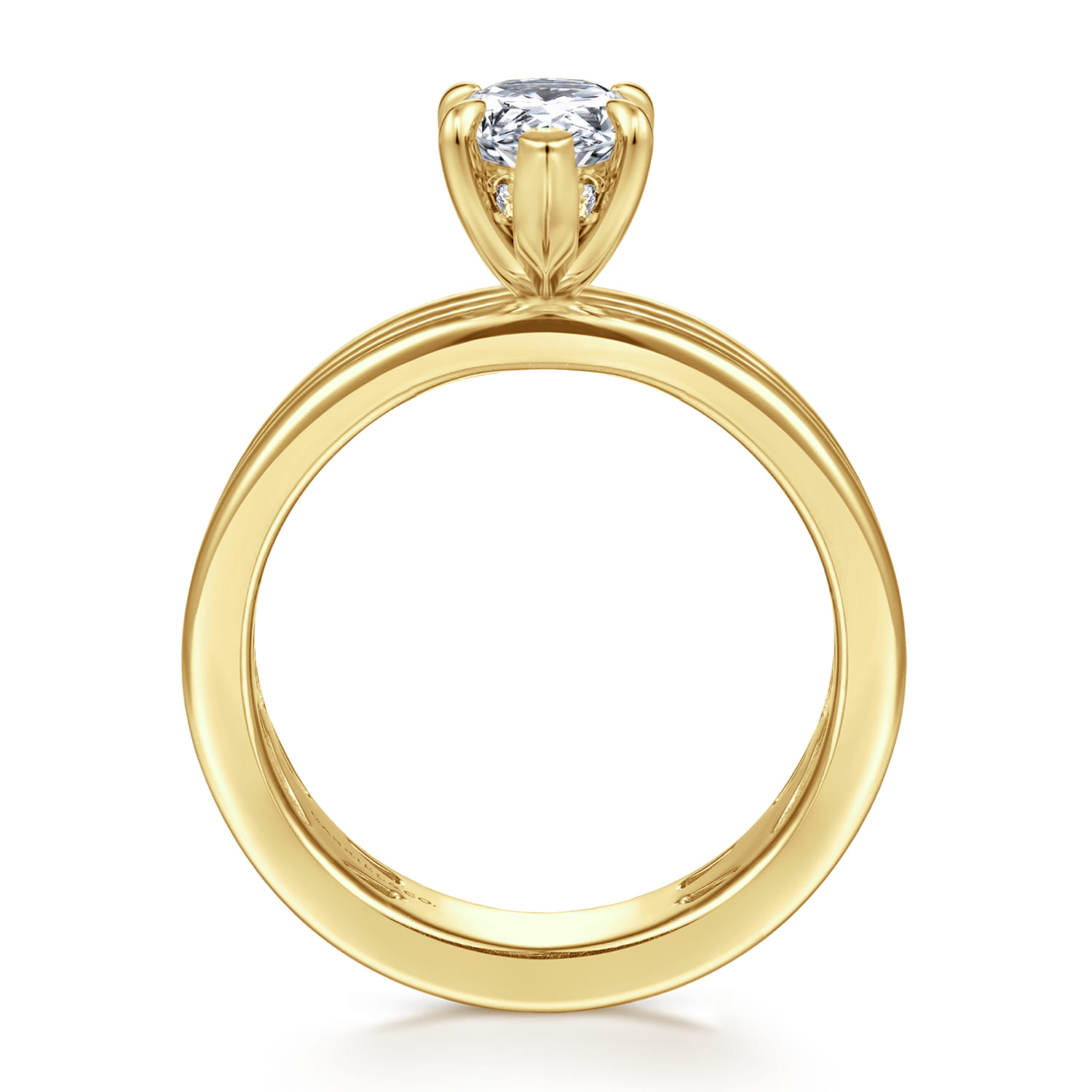 Sela - 14K Yellow Gold Pear Shape Diamond Engagement Ring - 0.07 ct - Shot 2