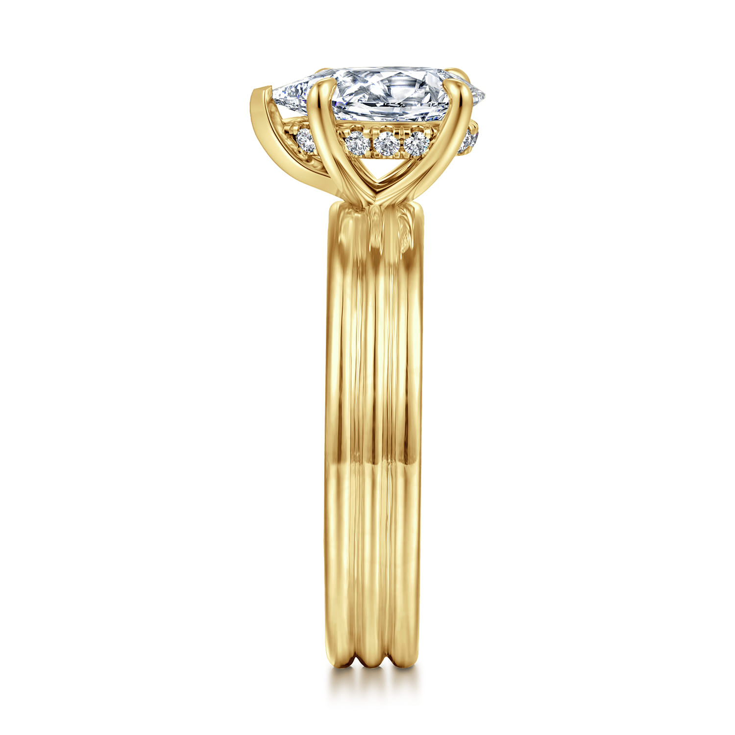 Sela - 14K Yellow Gold Pear Shape Diamond Engagement Ring - 0.07 ct - Shot 4