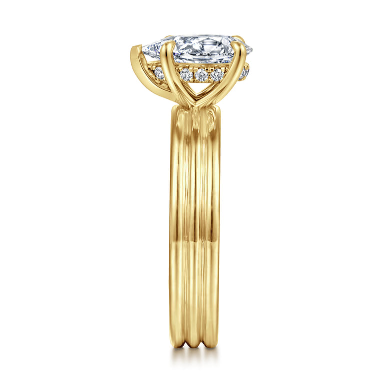 Sela - 14K Yellow Gold Pear Shape Diamond Engagement Ring - 0.07 ct - Shot 4