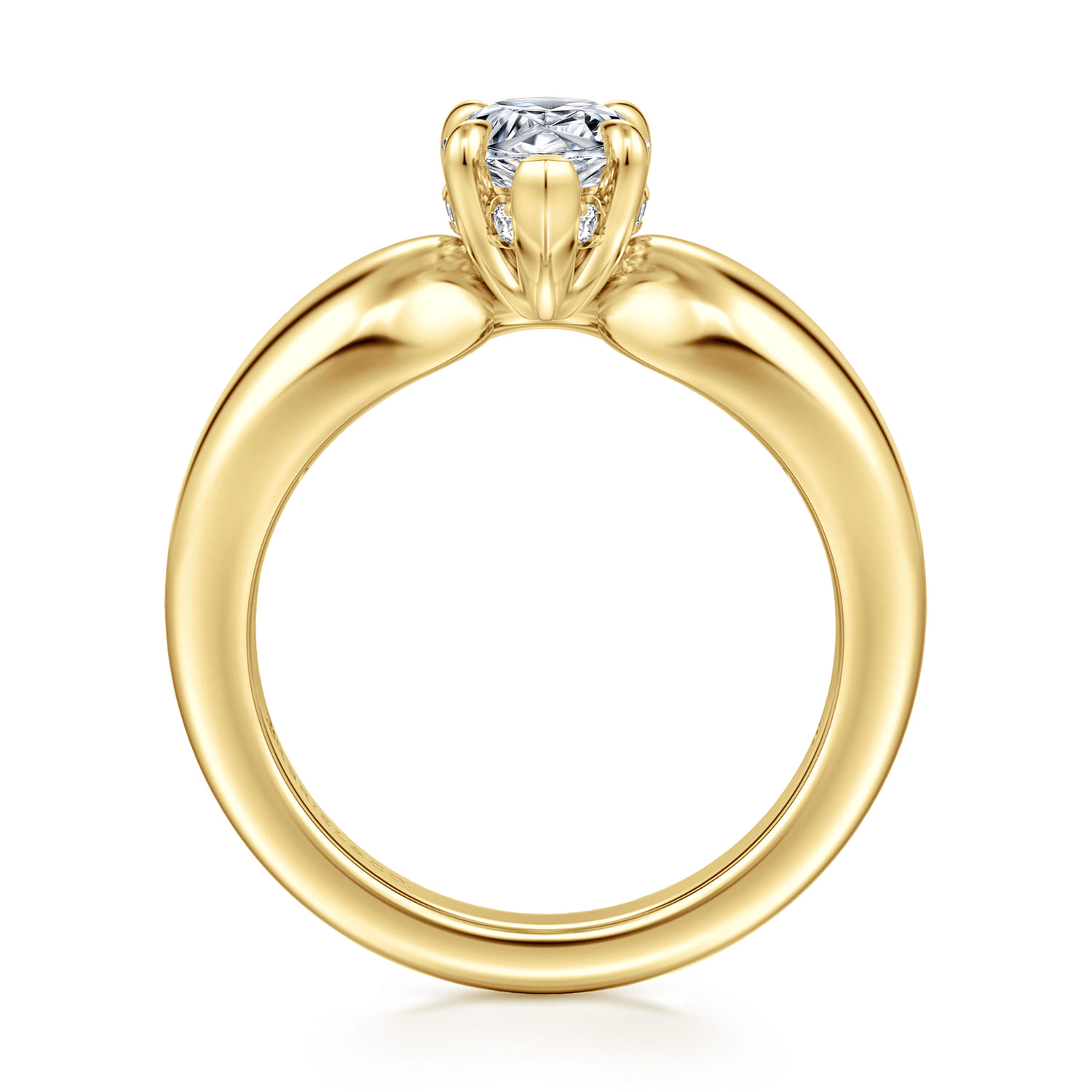 Raven - 14K Yellow Gold Pear Shape Diamond Engagement Ring - 0.08 ct - Shot 2