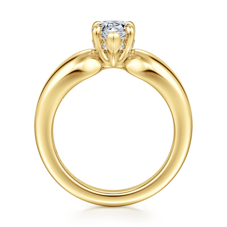 Raven - 14K Yellow Gold Pear Shape Diamond Engagement Ring - 0.08 ct - Shot 2