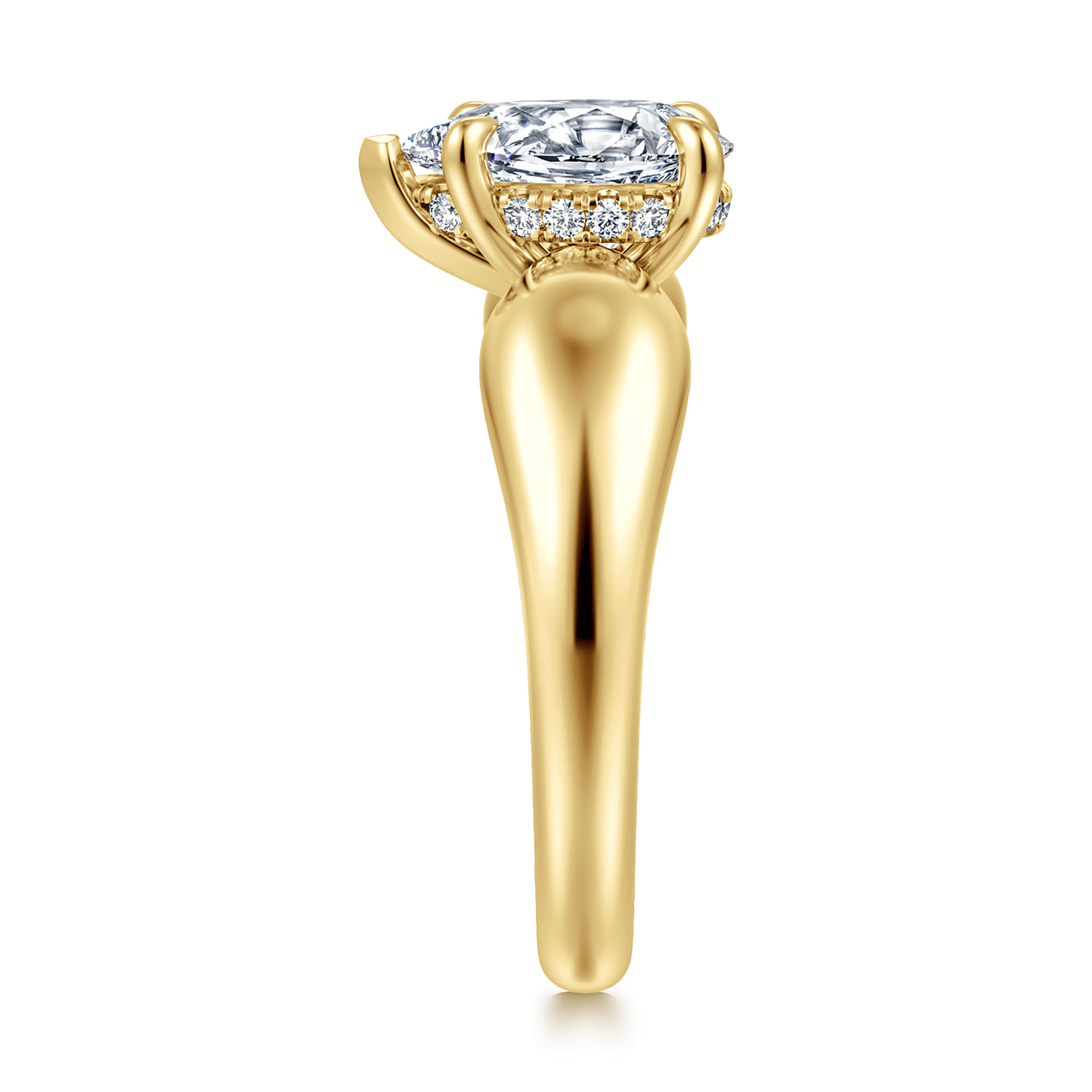 Raven - 14K Yellow Gold Pear Shape Diamond Engagement Ring - 0.08 ct - Shot 4