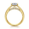 Elza - 14K Yellow Gold Bezel Prong Wide Band Princess Cut Diamond Engagement Ring - 0.14 ct