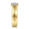 Elza - 14K Yellow Gold Bezel Prong Wide Band Princess Cut Diamond Engagement Ring - 0.14 ct