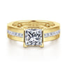 Dennise - 14K Yellow Gold Wide Band Princess Cut Diamond Engagement Ring - 0.5 ct