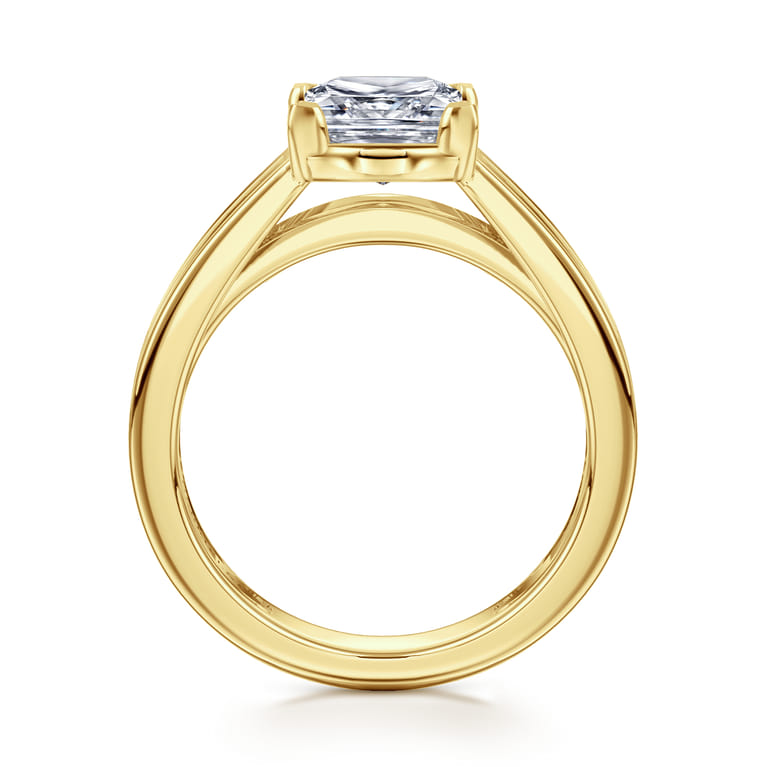 Dennise - 14K Yellow Gold Wide Band Princess Cut Diamond Engagement Ring - 0.5 ct - Shot 2