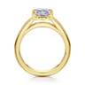 Dennise - 14K Yellow Gold Wide Band Princess Cut Diamond Engagement Ring - 0.5 ct