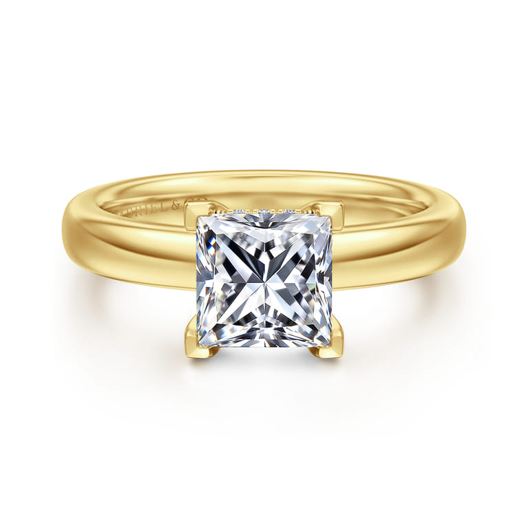Neema - 14K Yellow Gold Princess Cut Diamond Engagement Ring - 0.06 ct - Shot 1