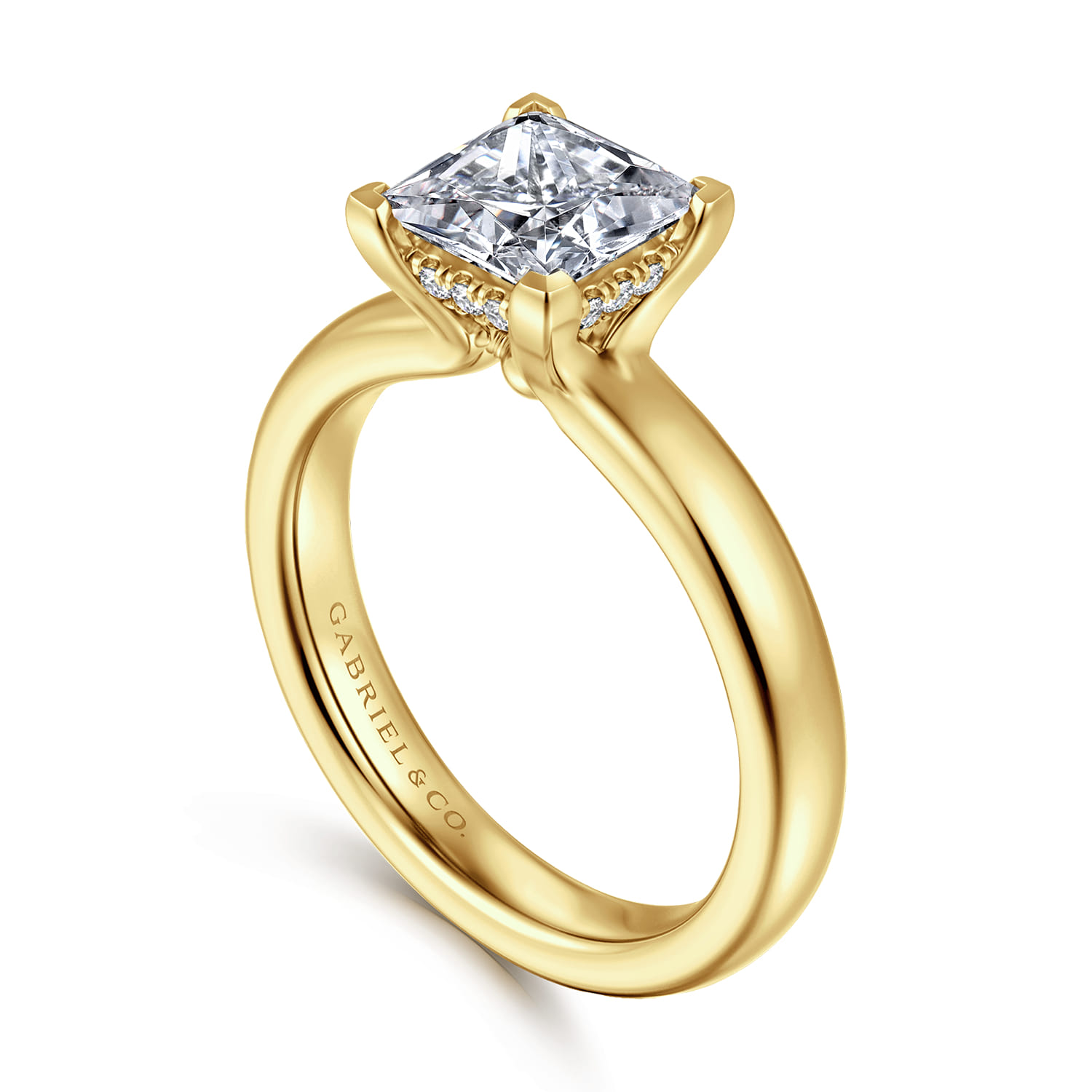 Neema - 14K Yellow Gold Princess Cut Diamond Engagement Ring - 0.06 ct - Shot 3