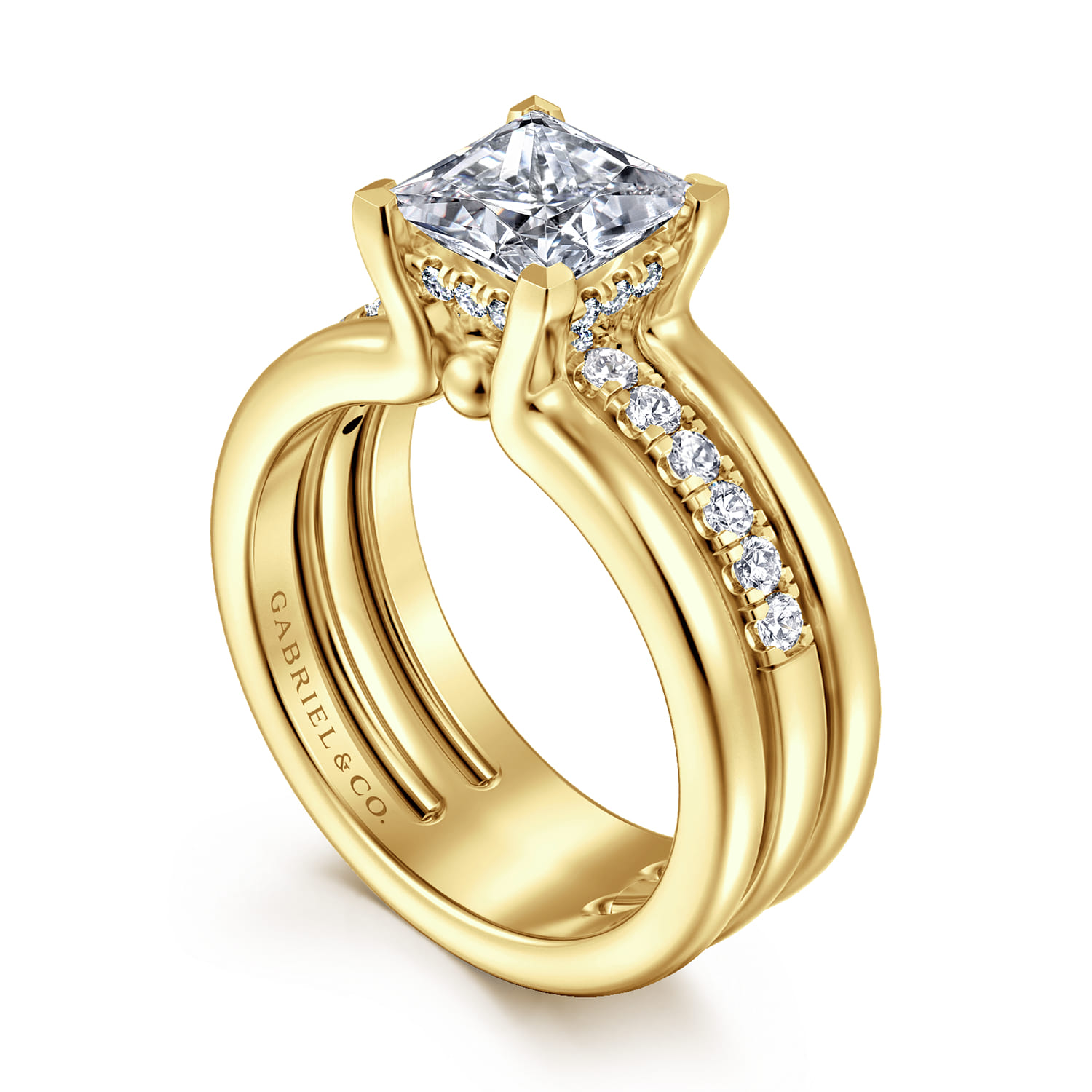 Reeba - 14K Yellow Gold Princess Cut Diamond Engagement Ring - 0.3 ct - Shot 3