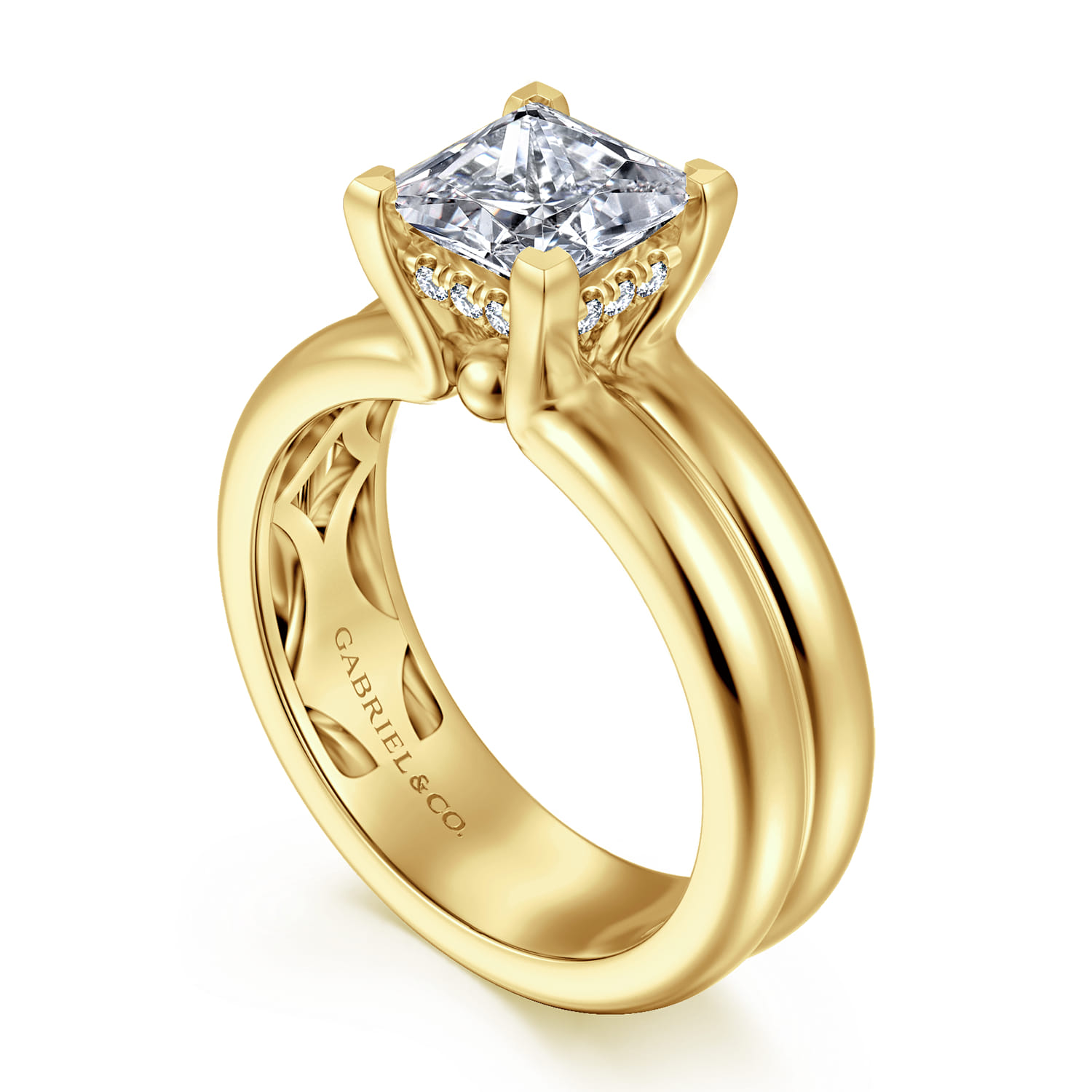 Robin - 14K Yellow Gold Princess Cut Diamond Engagement Ring - 0.07 ct - Shot 3
