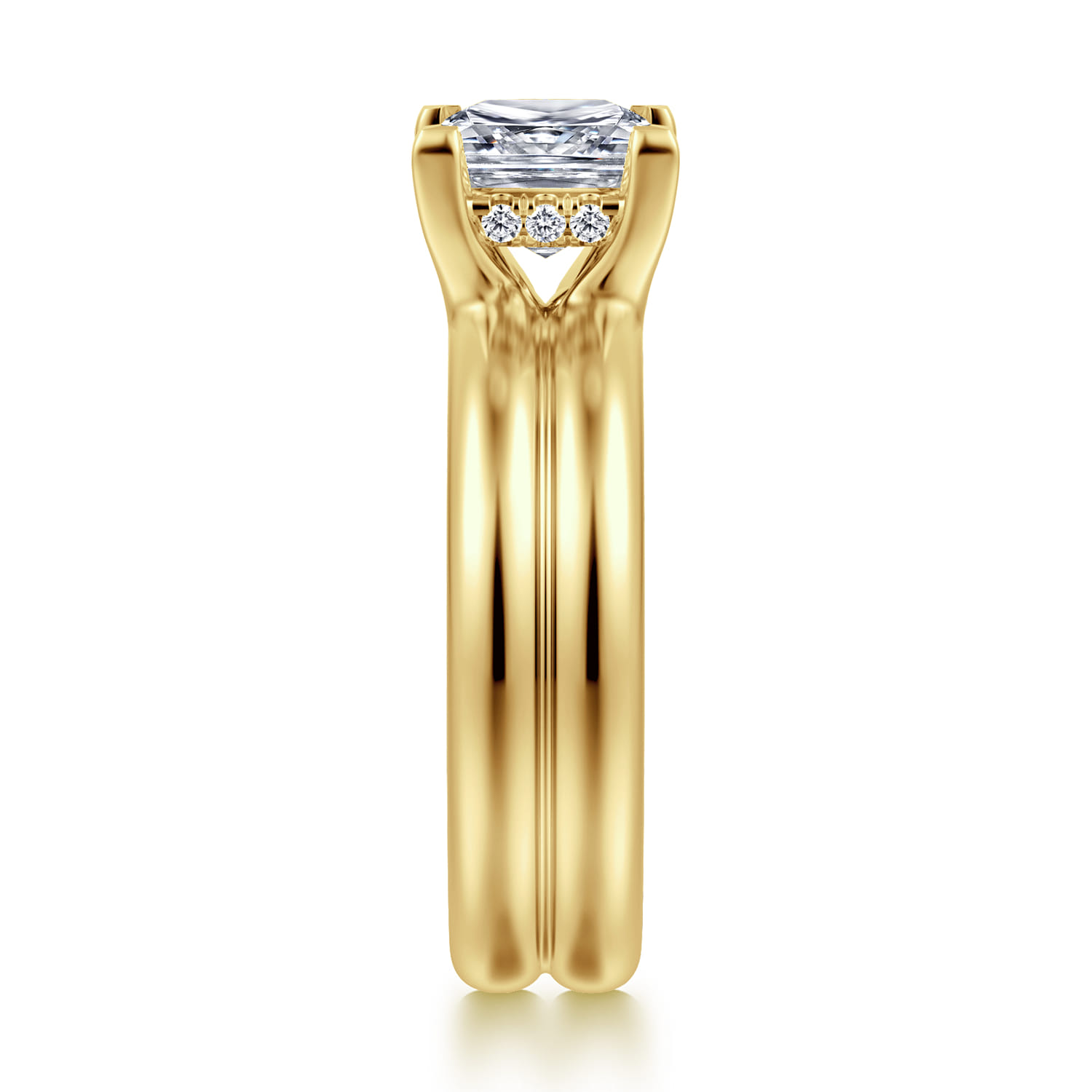 Robin - 14K Yellow Gold Princess Cut Diamond Engagement Ring - 0.07 ct - Shot 4