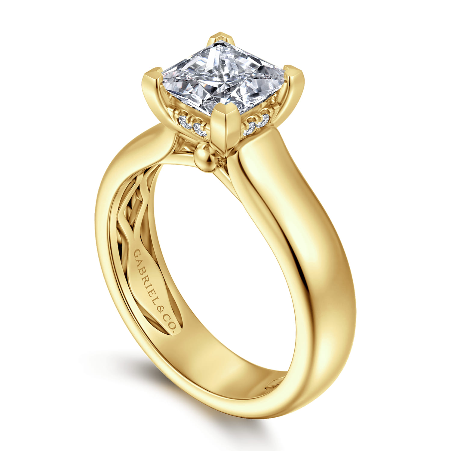 Reeve - 14K Yellow Gold Princess Cut Diamond Engagement Ring - 0.05 ct - Shot 3