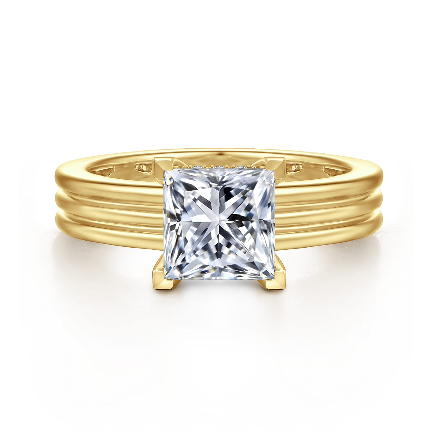 Sela - 14K Yellow Gold Princess Cut Diamond Engagement Ring - 0.07 ct - Shot 1