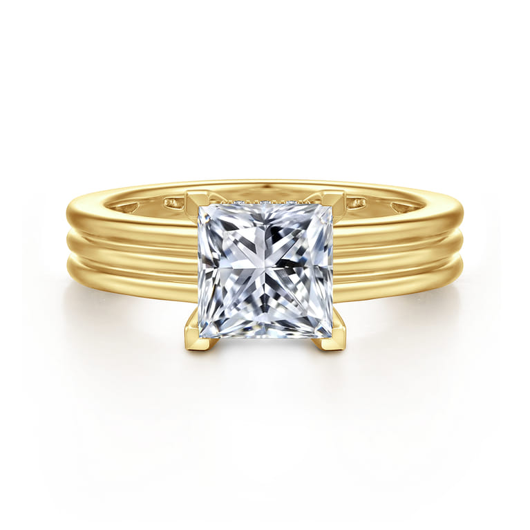 Sela - 14K Yellow Gold Princess Cut Diamond Engagement Ring - 0.07 ct - Shot 1
