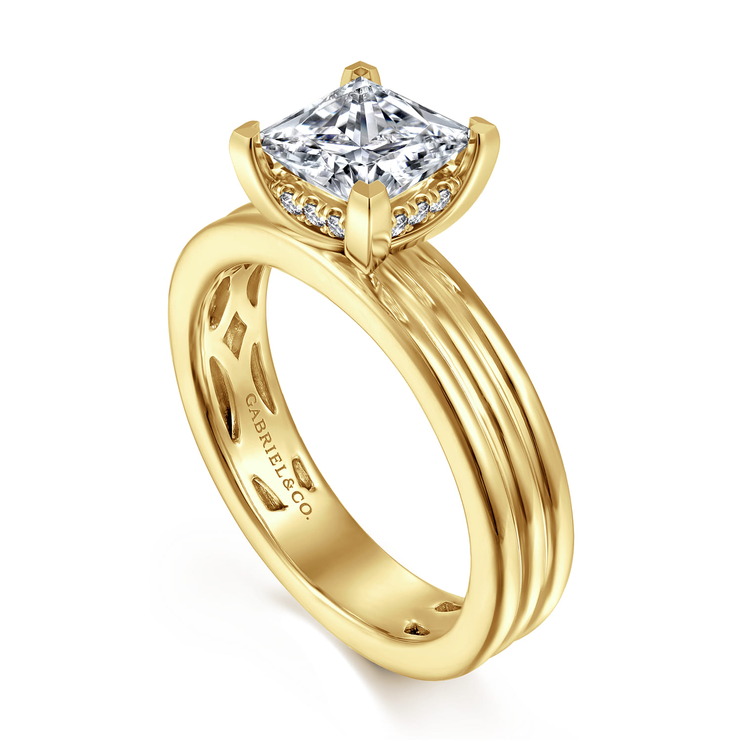 Sela - 14K Yellow Gold Princess Cut Diamond Engagement Ring - 0.07 ct - Shot 3