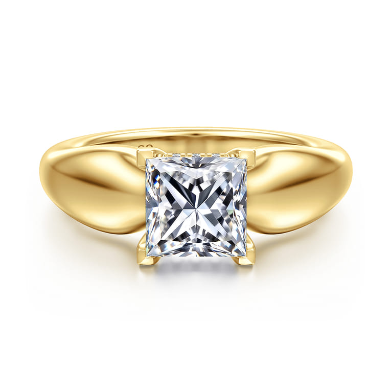 Raven - 14K Yellow Gold Princess Cut Diamond Engagement Ring - 0.07 ct - Shot 1