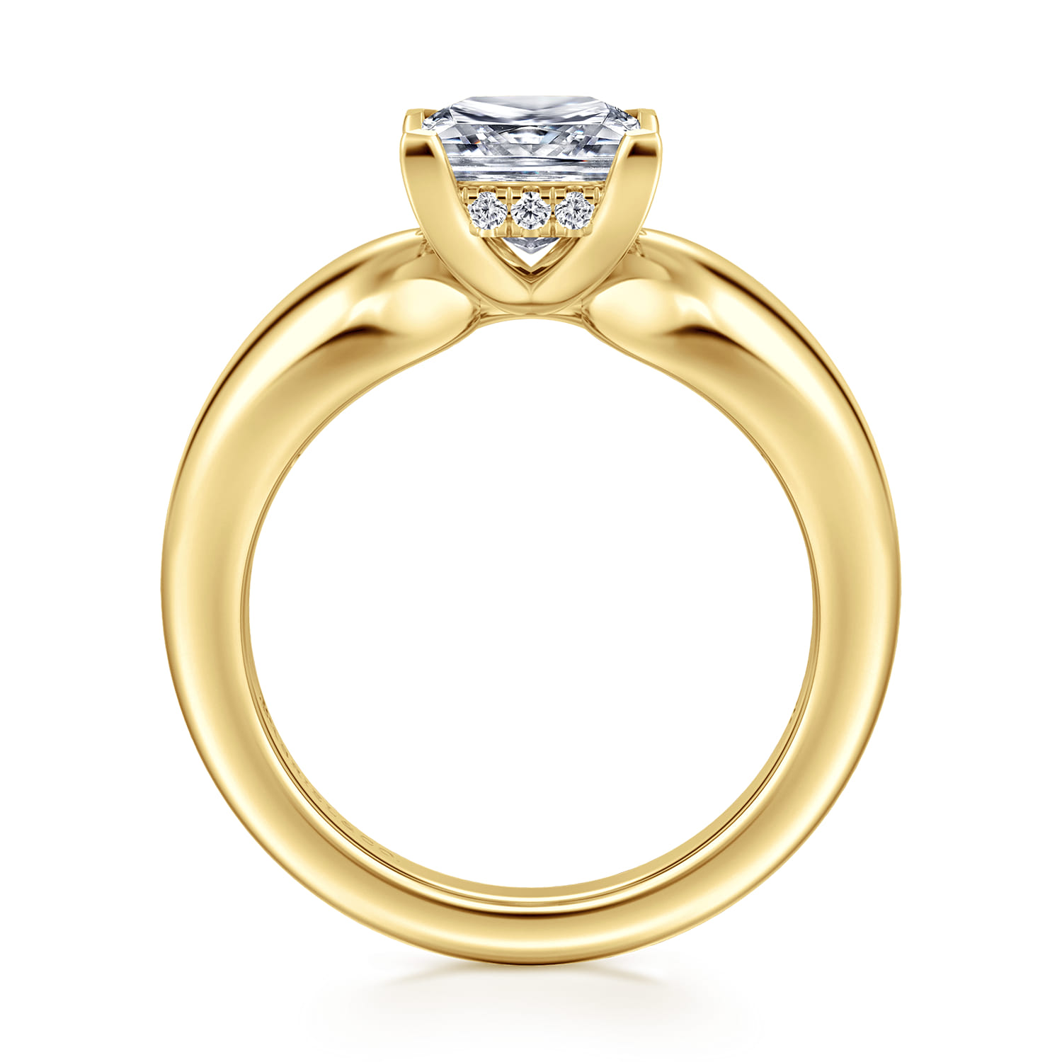 Raven - 14K Yellow Gold Princess Cut Diamond Engagement Ring - 0.07 ct - Shot 2
