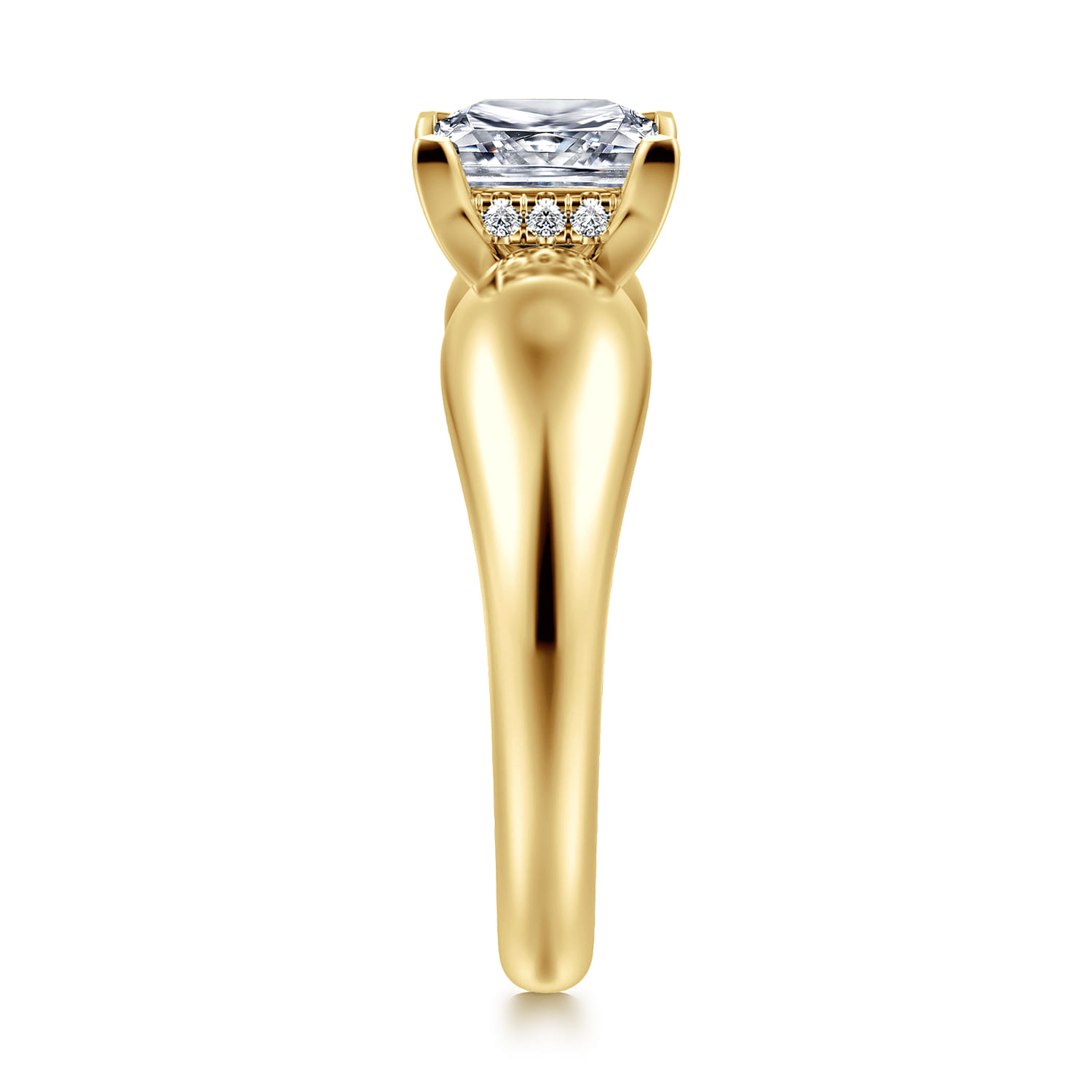 Raven - 14K Yellow Gold Princess Cut Diamond Engagement Ring - 0.07 ct - Shot 4