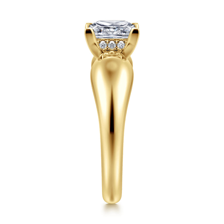 Raven - 14K Yellow Gold Princess Cut Diamond Engagement Ring - 0.07 ct - Shot 4