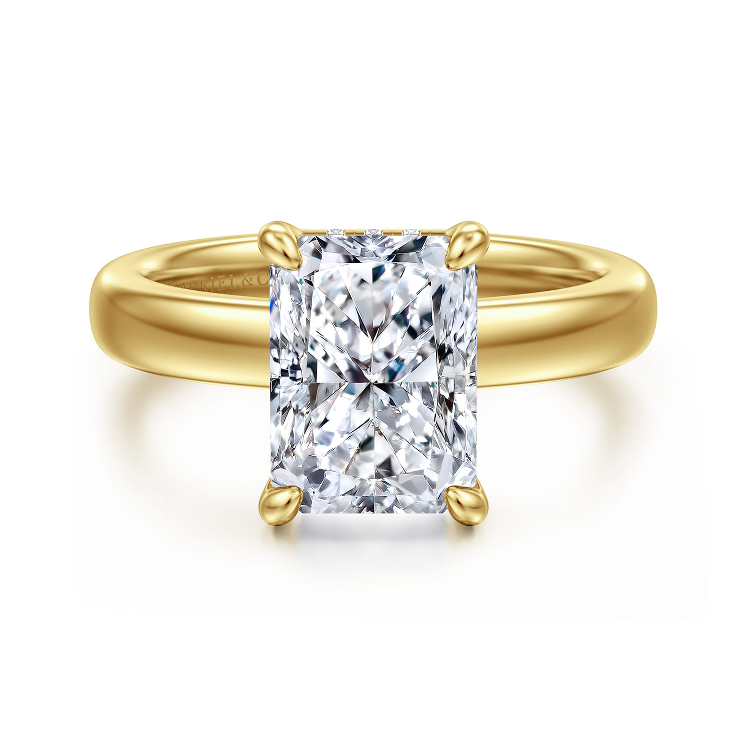 Neema - 14K Yellow Gold Radiant Cut Diamond Engagement Ring - 0.1 ct - Shot 1