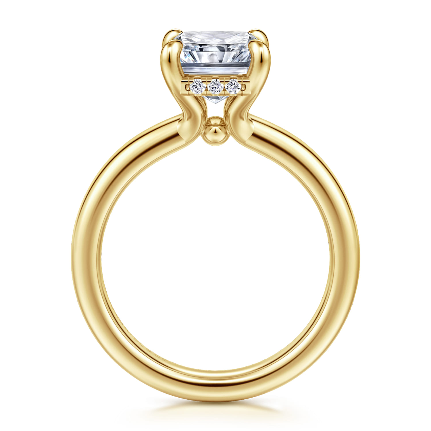 Neema - 14K Yellow Gold Radiant Cut Diamond Engagement Ring - 0.1 ct - Shot 2