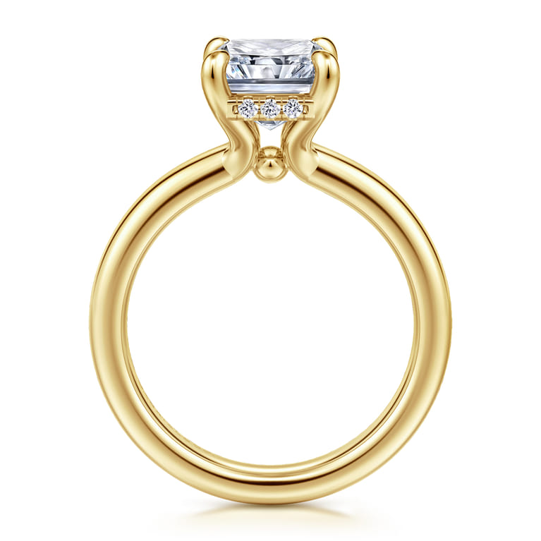 Neema - 14K Yellow Gold Radiant Cut Diamond Engagement Ring - 0.1 ct - Shot 2