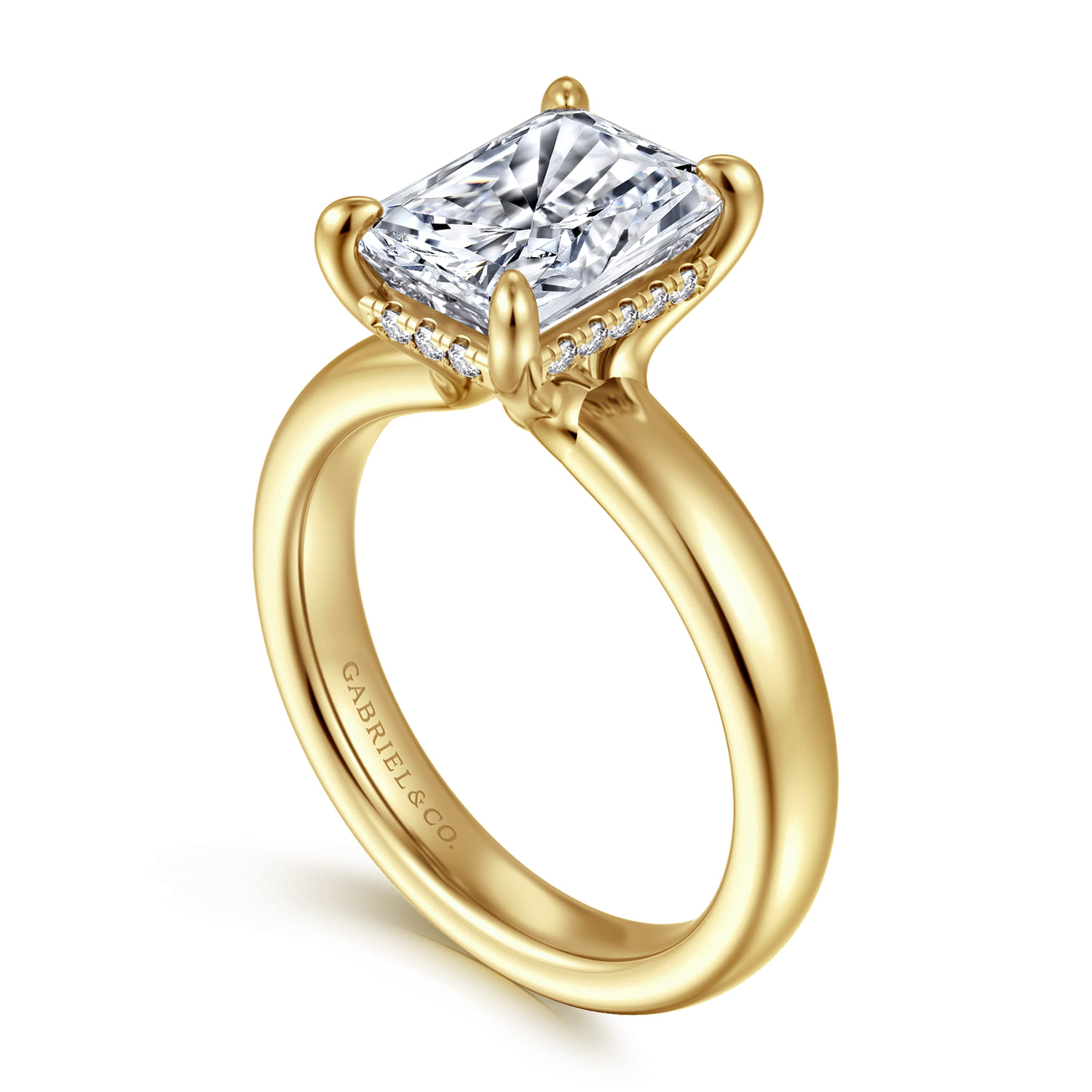 Neema - 14K Yellow Gold Radiant Cut Diamond Engagement Ring - 0.1 ct - Shot 3