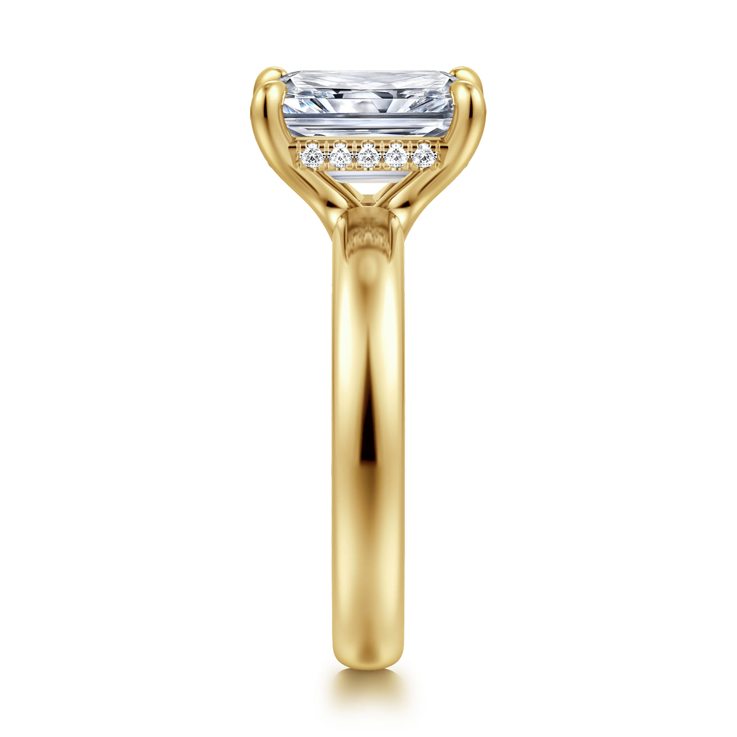 Neema - 14K Yellow Gold Radiant Cut Diamond Engagement Ring - 0.1 ct - Shot 4