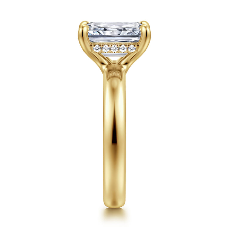 Neema - 14K Yellow Gold Radiant Cut Diamond Engagement Ring - 0.1 ct - Shot 4