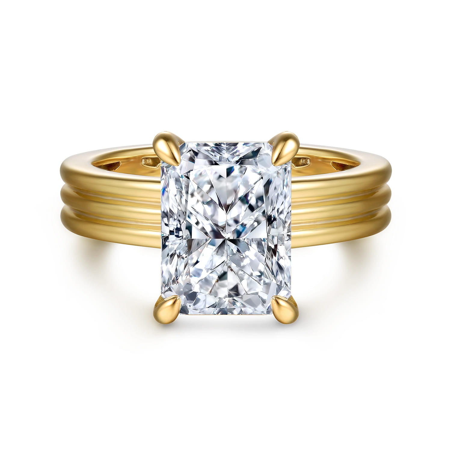 Sela - 14K Yellow Gold Radiant Cut Diamond Engagement Ring - 0.1 ct - Shot 1