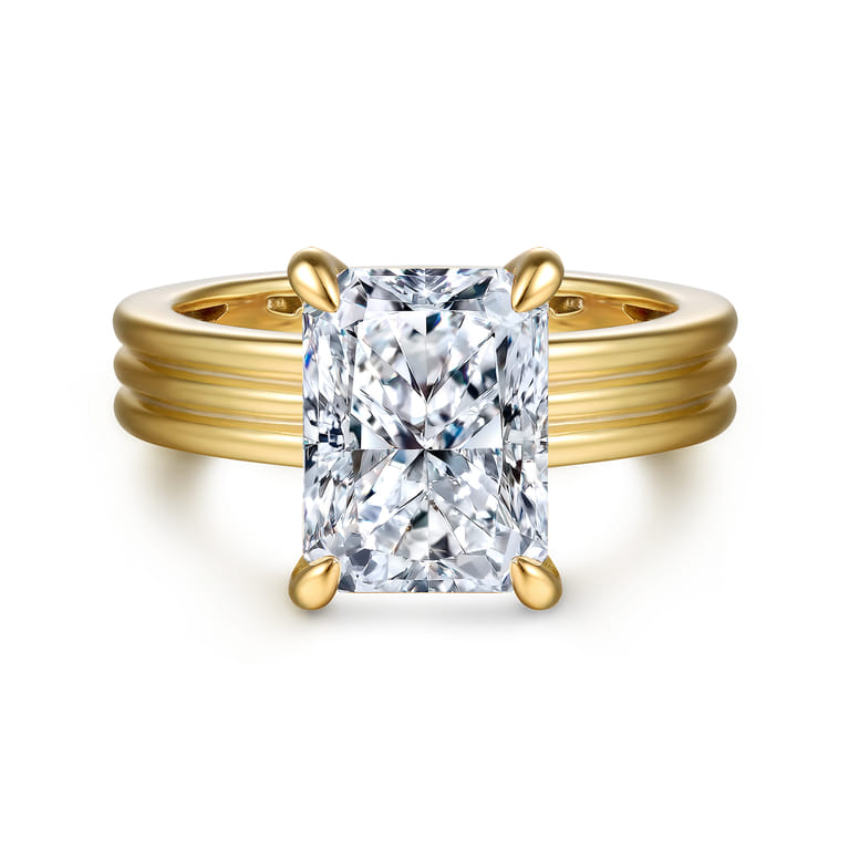 Sela - 14K Yellow Gold Radiant Cut Diamond Engagement Ring - 0.1 ct - Shot 1