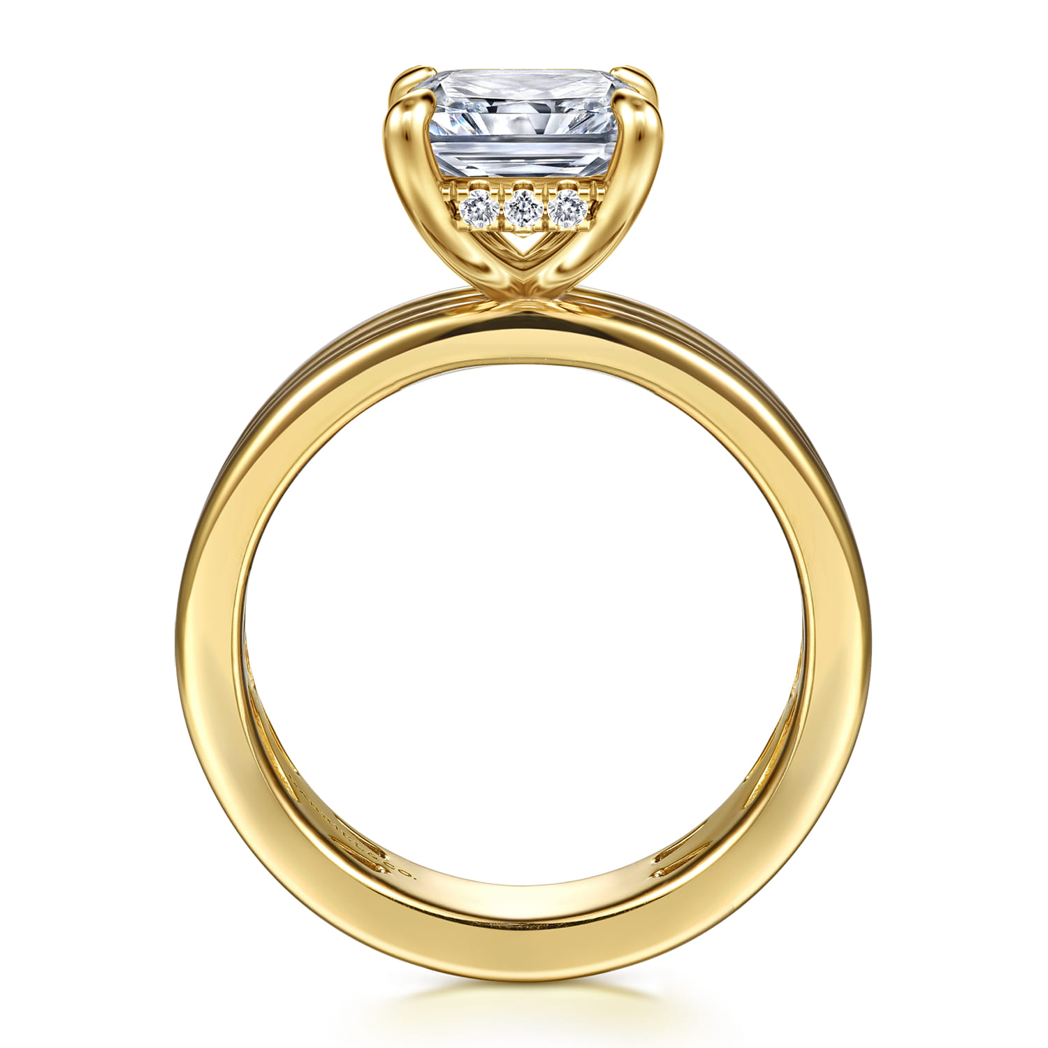 Sela - 14K Yellow Gold Radiant Cut Diamond Engagement Ring - 0.1 ct - Shot 2