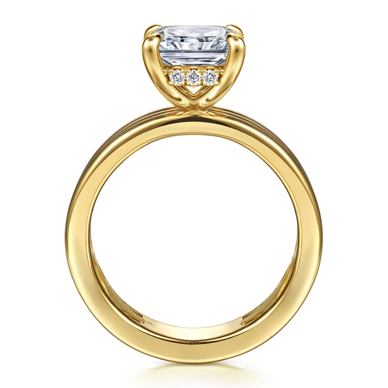 Sela - 14K Yellow Gold Radiant Cut Diamond Engagement Ring - 0.1 ct - Shot 2